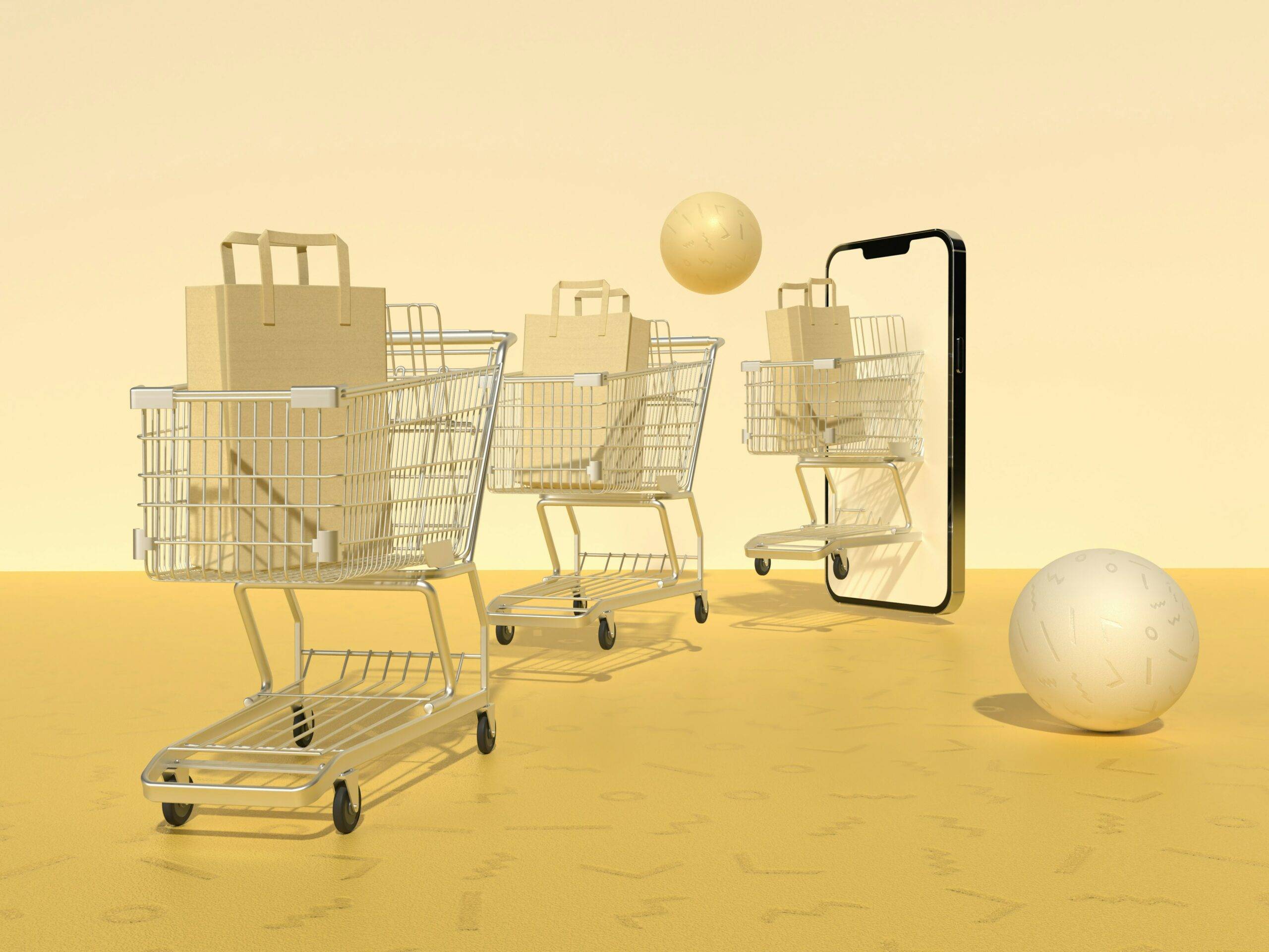 shopping carts and a ball