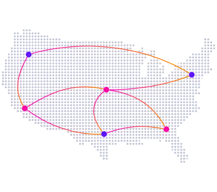 US map of the AdStride publisher and advertiser network